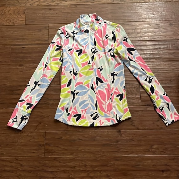 Tommy Bahama UPF 50 Floral Print Long Sleeve 1/4 Zip Golf Top Size XS - Picture 2 of 9